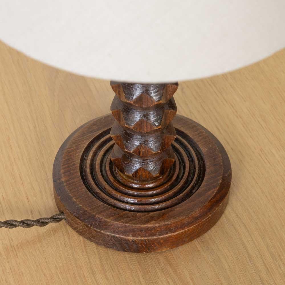 French Carved Wood Lamp by Charles Dudouyt en vente 1