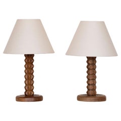 French Carved Wood Lamp by Charles Dudouyt