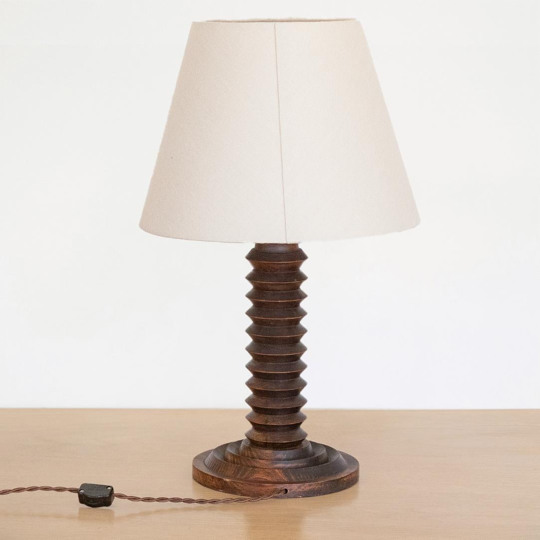 20th Century French Carved Wood Lamp