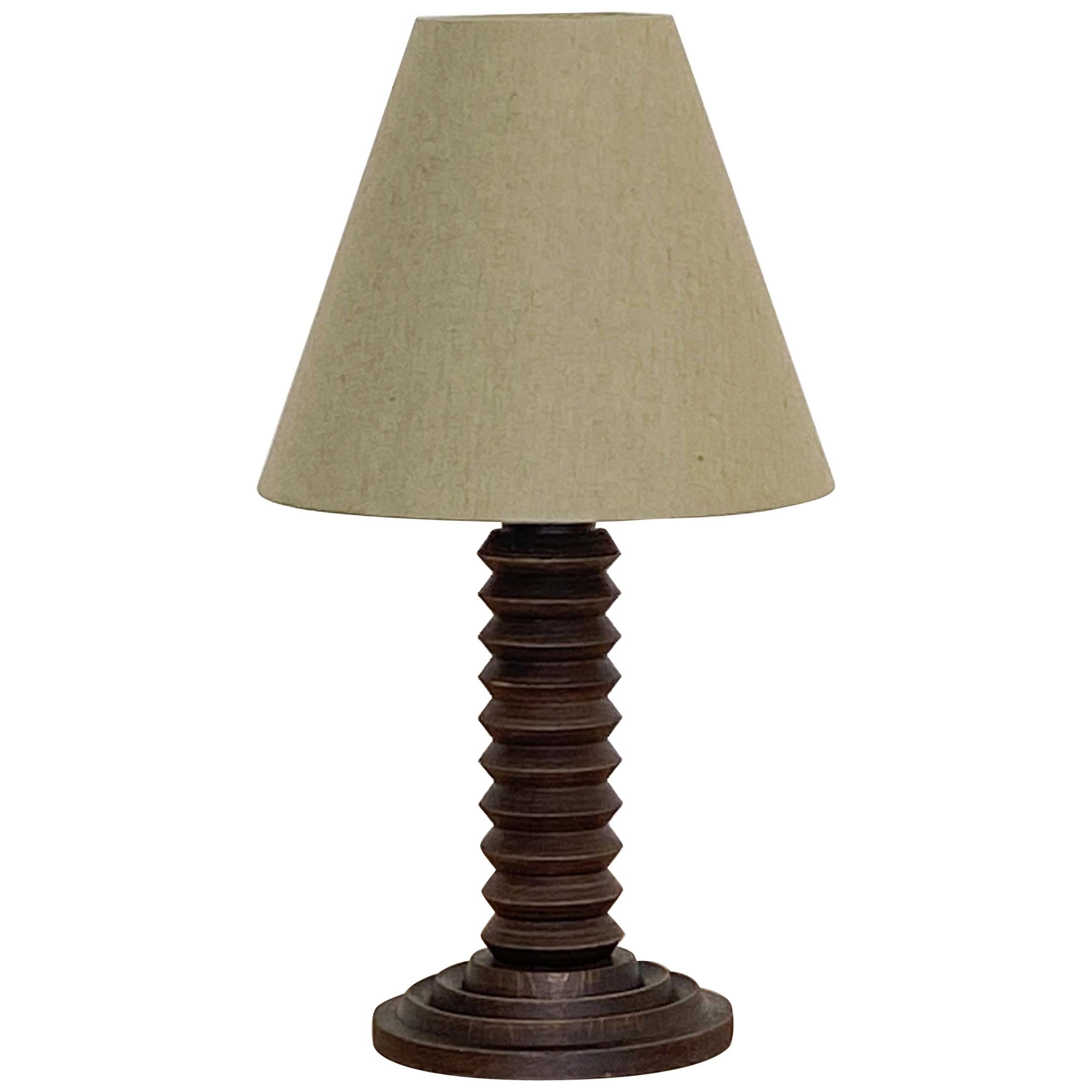 French Carved Wood Lamp