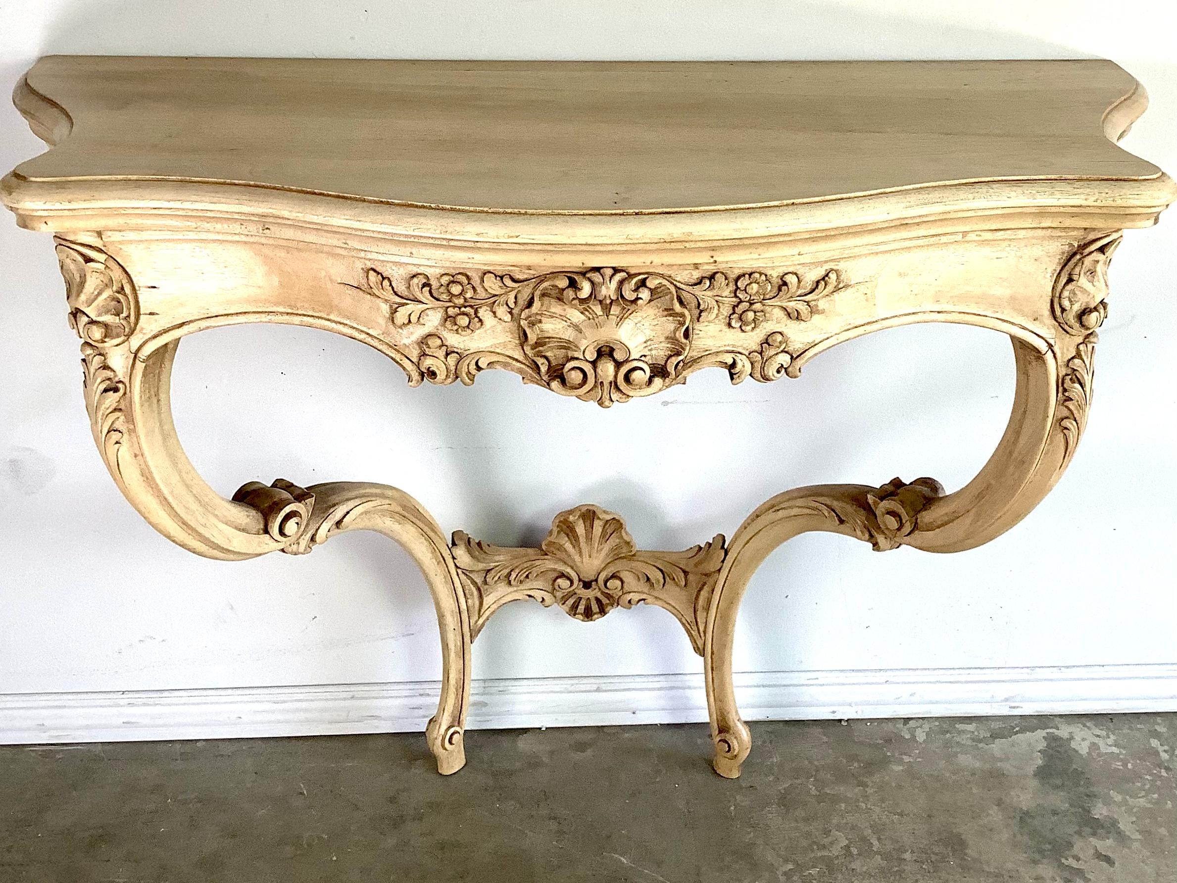 French Carved Wood Louis XV Style Console In Good Condition For Sale In Los Angeles, CA