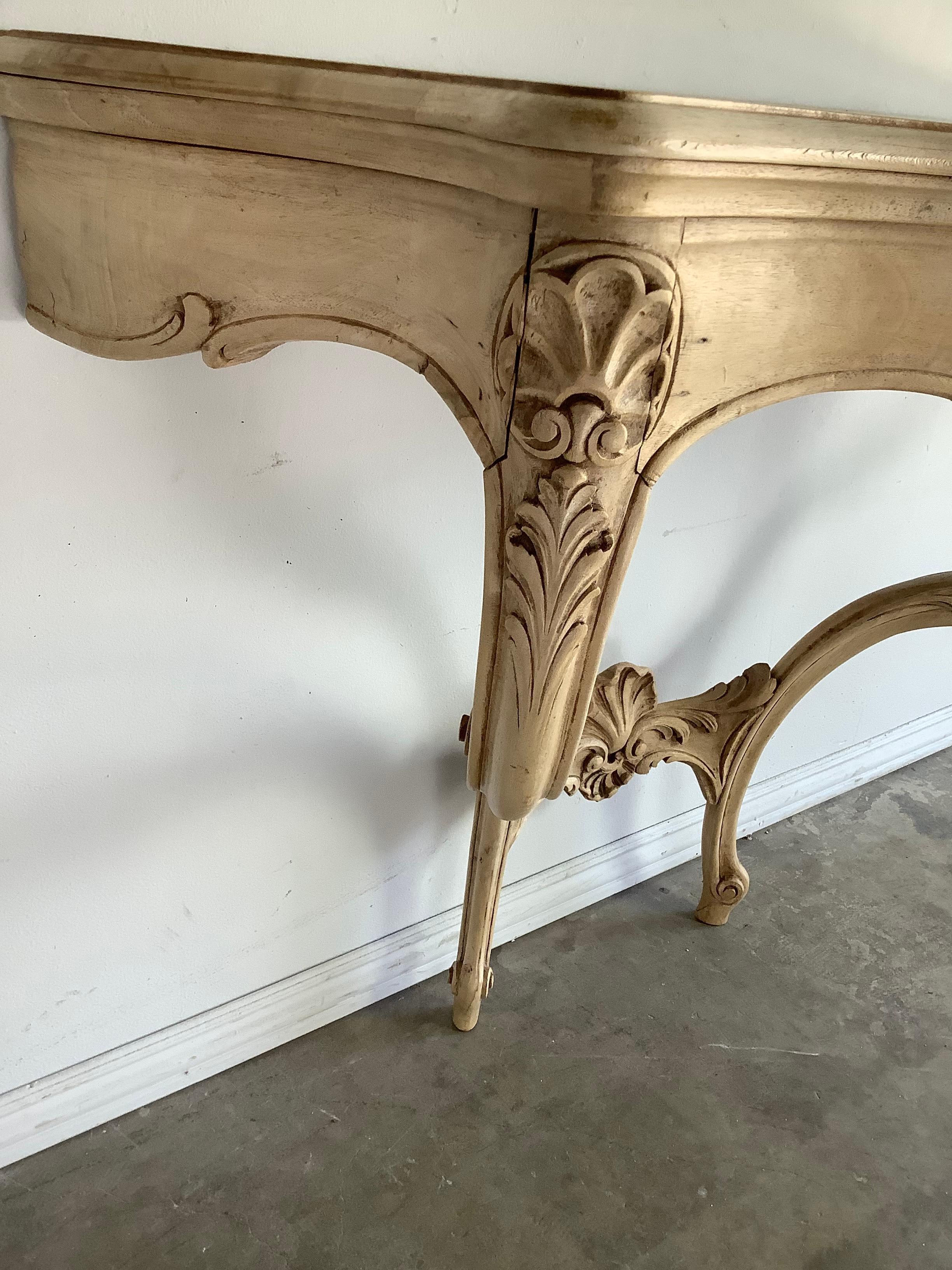 19th Century French Carved Wood Louis XV Style Console For Sale