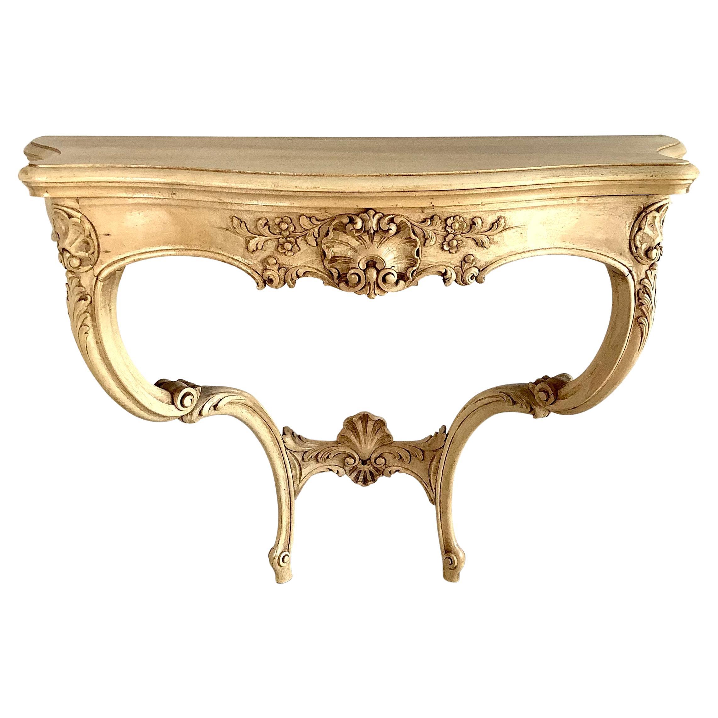 French Carved Wood Louis XV Style Console For Sale