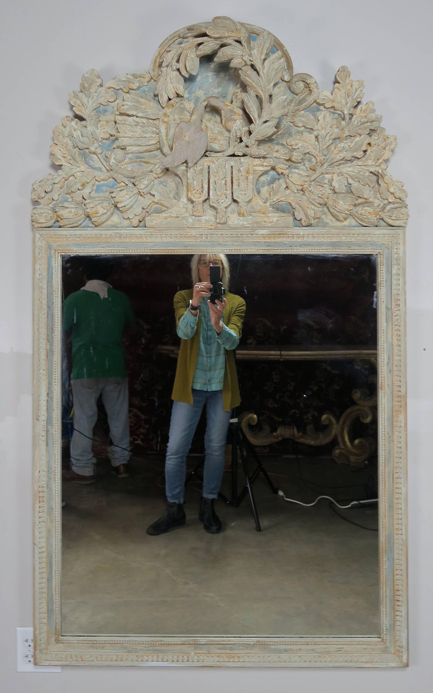 French Carved Wood Mirror, circa 1930s 4