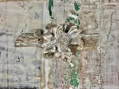 French Carved Wood Painted Panel, circa 1900s