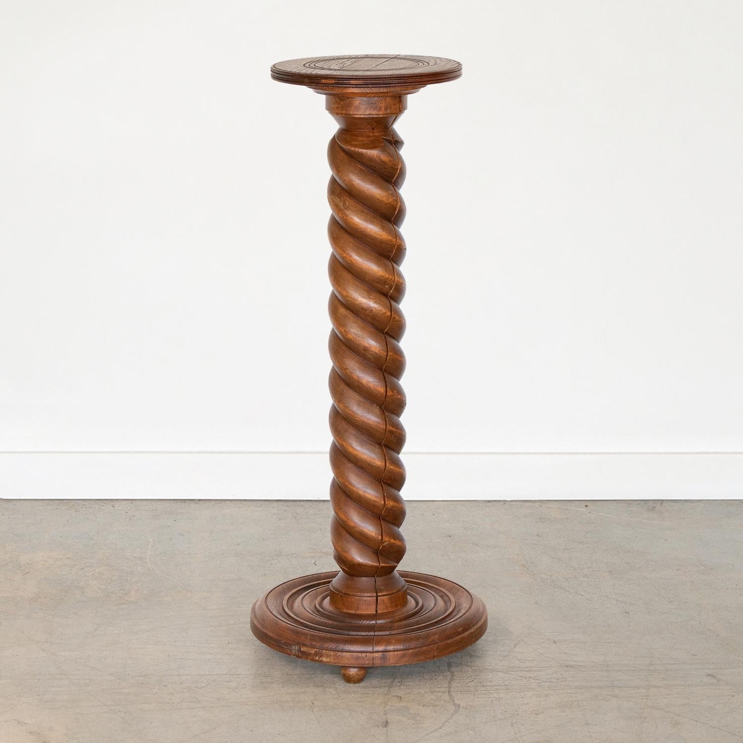 20th Century French Carved Wood Pedestal Table For Sale