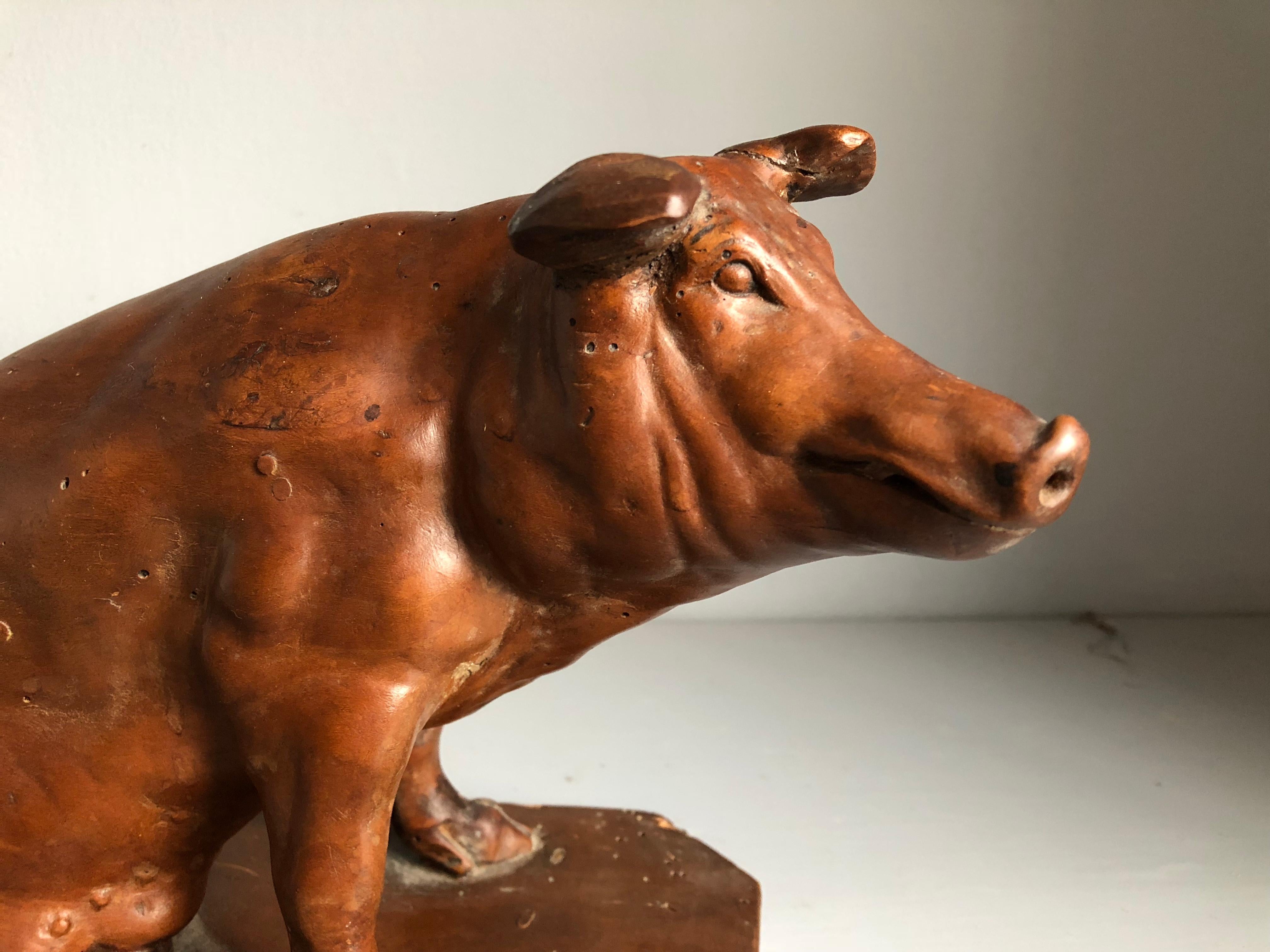 carved wooden pig