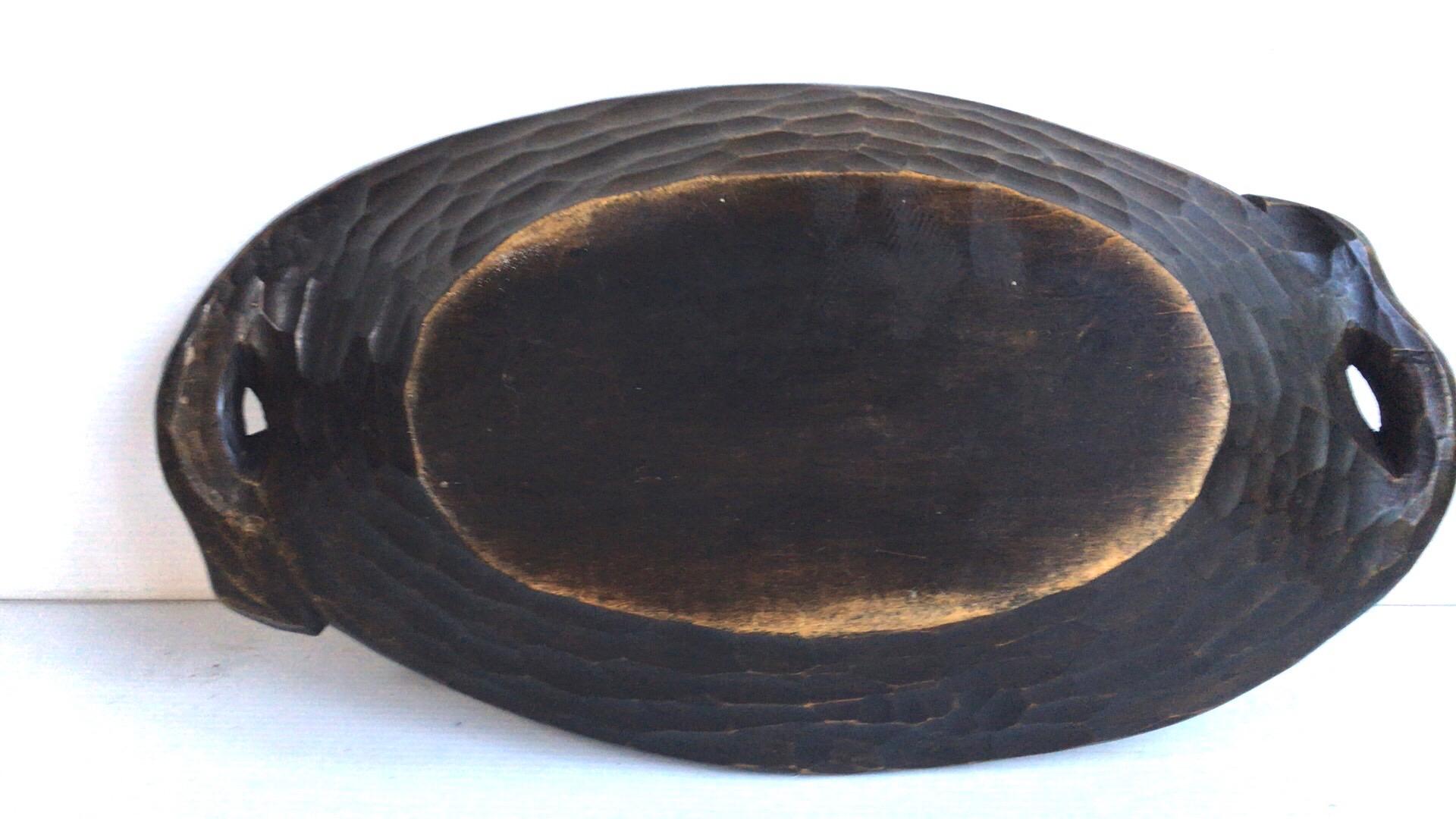 French Carved Wood Platter with Grapes and Vine Leaves, circa 1900 For Sale 4