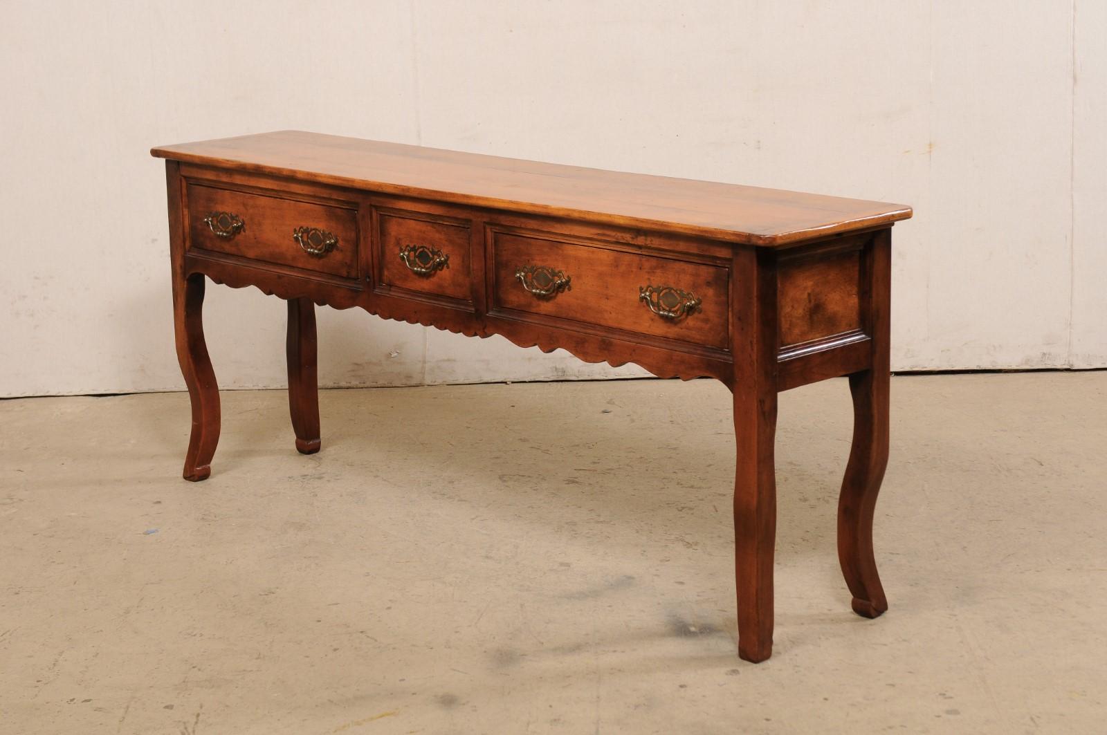French Carved-Wood Server Table W/Drawers & Leaf / Shelf Extensions at Each Side For Sale 5