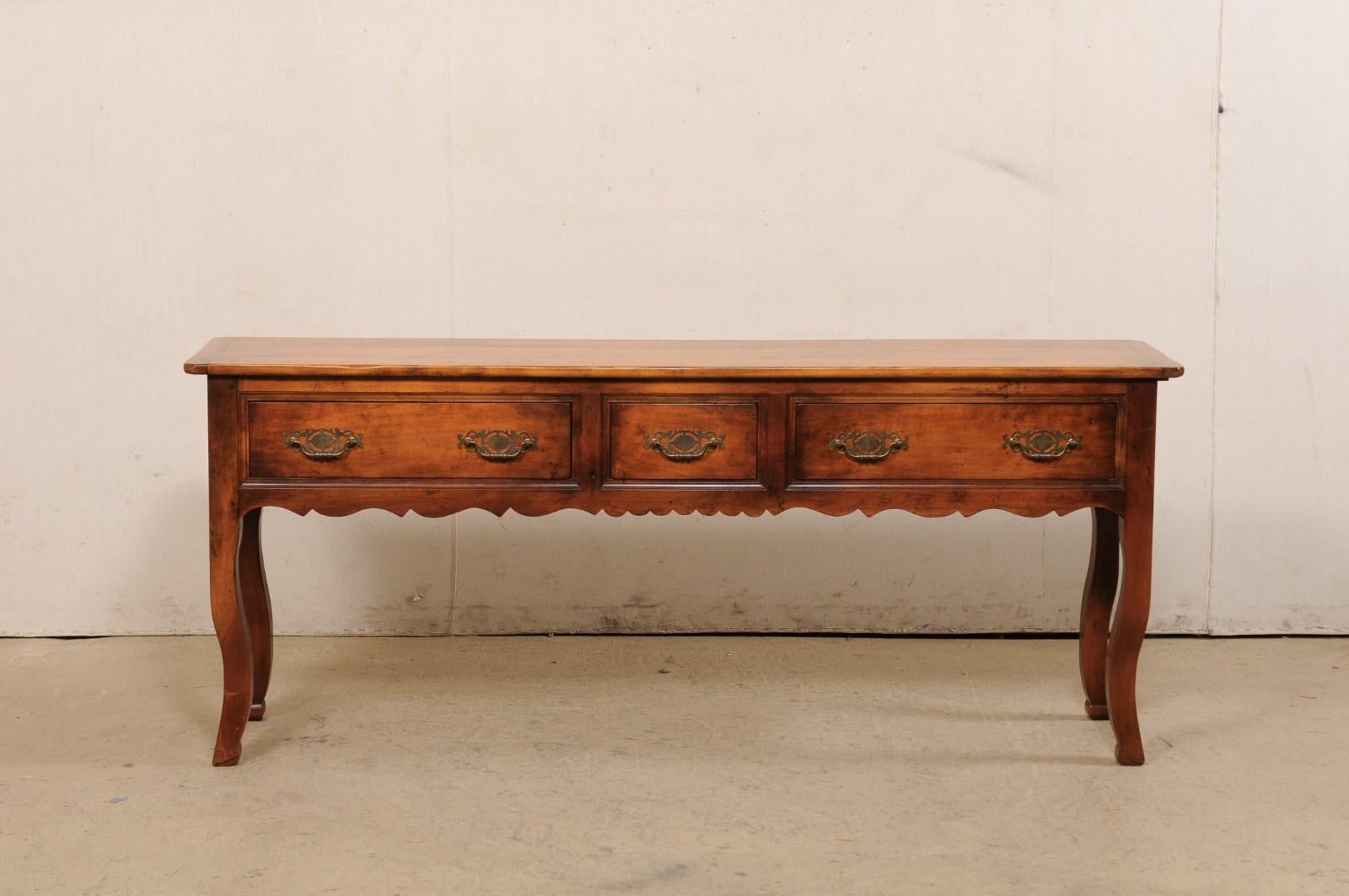 French Carved-Wood Server Table W/Drawers & Leaf / Shelf Extensions at Each Side For Sale 6
