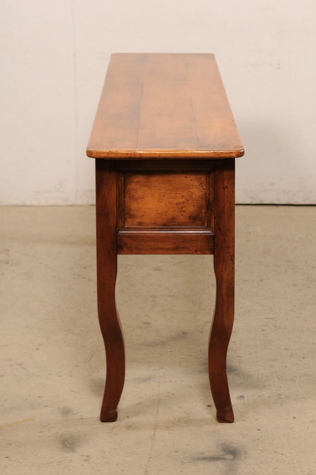 20th Century French Carved-Wood Server Table W/Drawers & Leaf / Shelf Extensions at Each Side For Sale