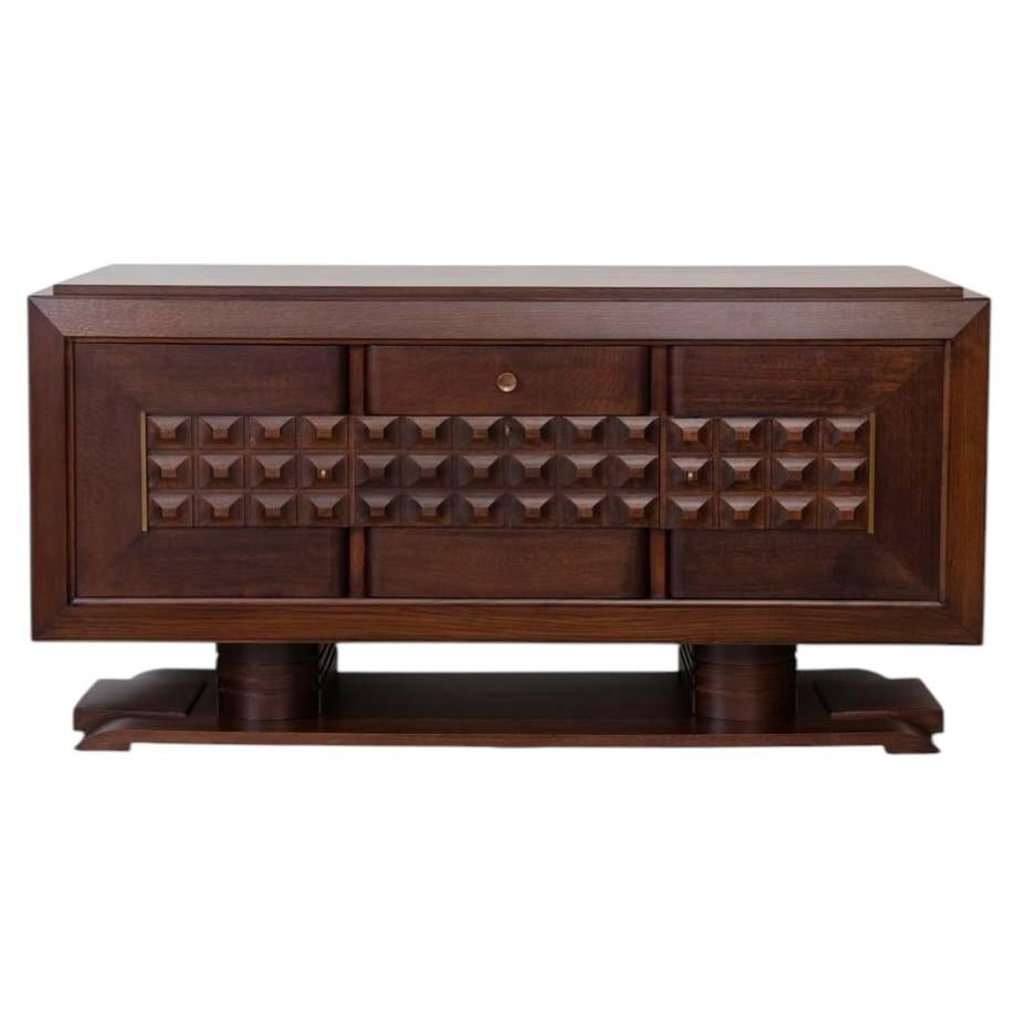 French Carved Wood Sideboard by Charles Dudouyt
