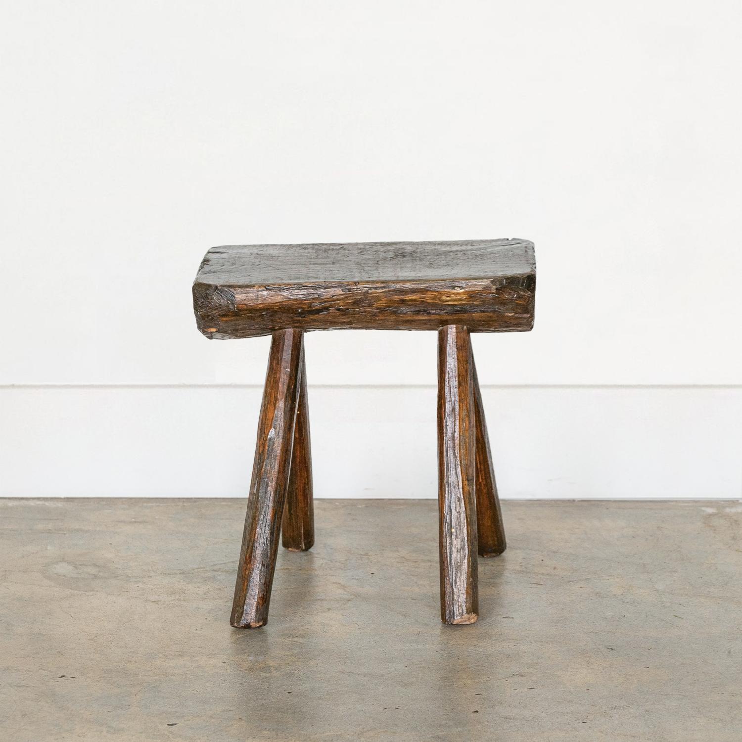 20th Century French Carved Wood Stool