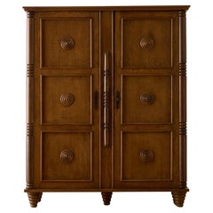 French carved wood storage cabinet by Charles Dudouyt C. 1940's