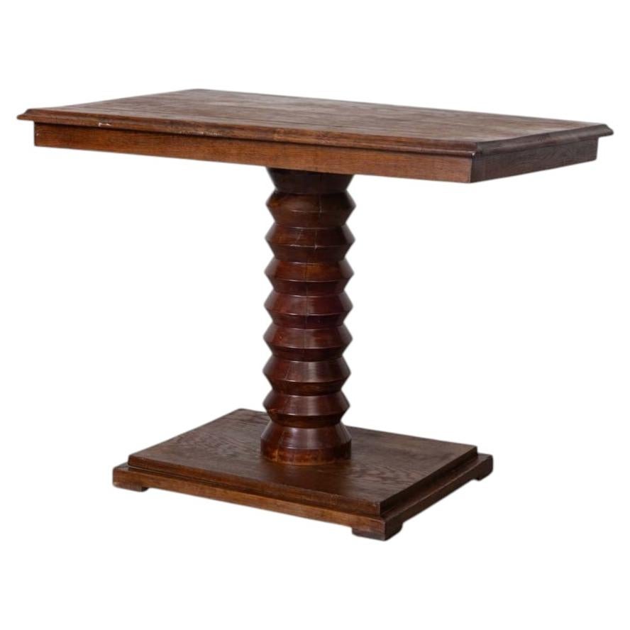 French Carved Wood Table by Charles Dudouyt