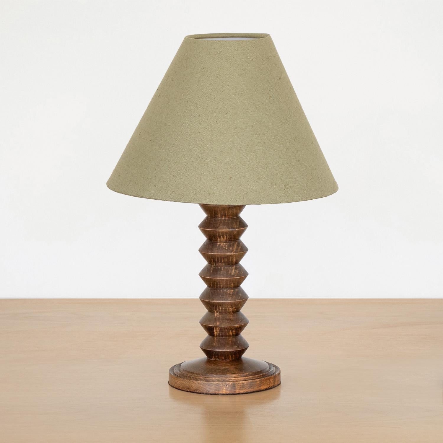 French Carved Wood Table Lamp by Charles Dudouyt  In Good Condition In Los Angeles, CA
