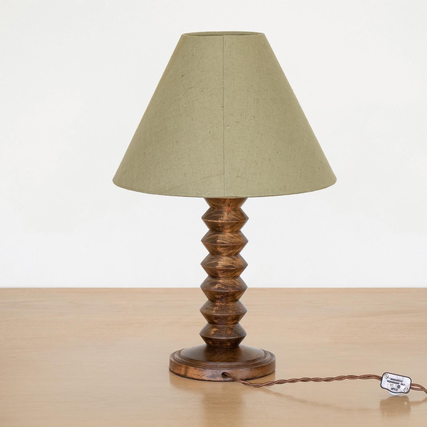 20th Century French Carved Wood Table Lamp by Charles Dudouyt 