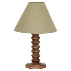 French Carved Wood Table Lamp by Charles Dudouyt 