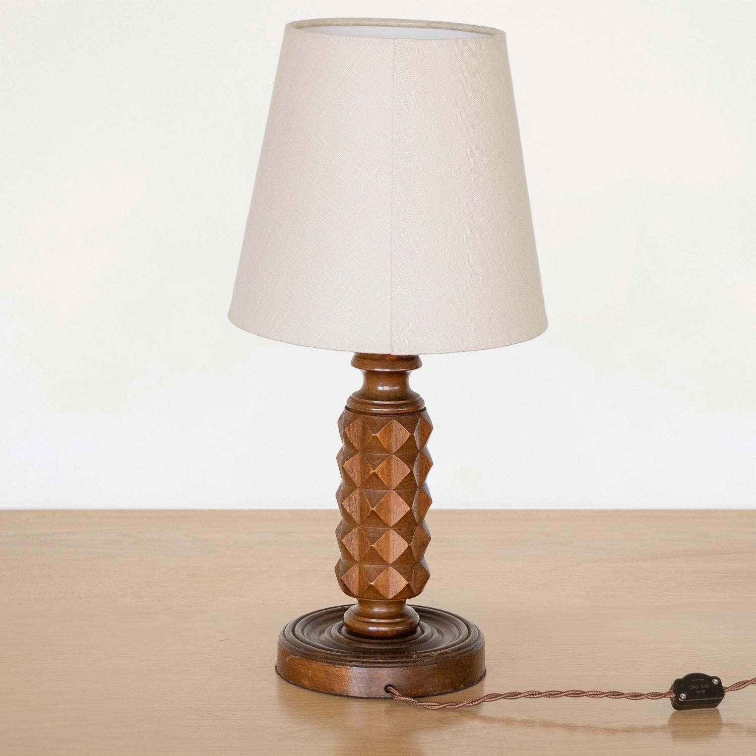 20th Century French Carved Wood Table Lamp For Sale