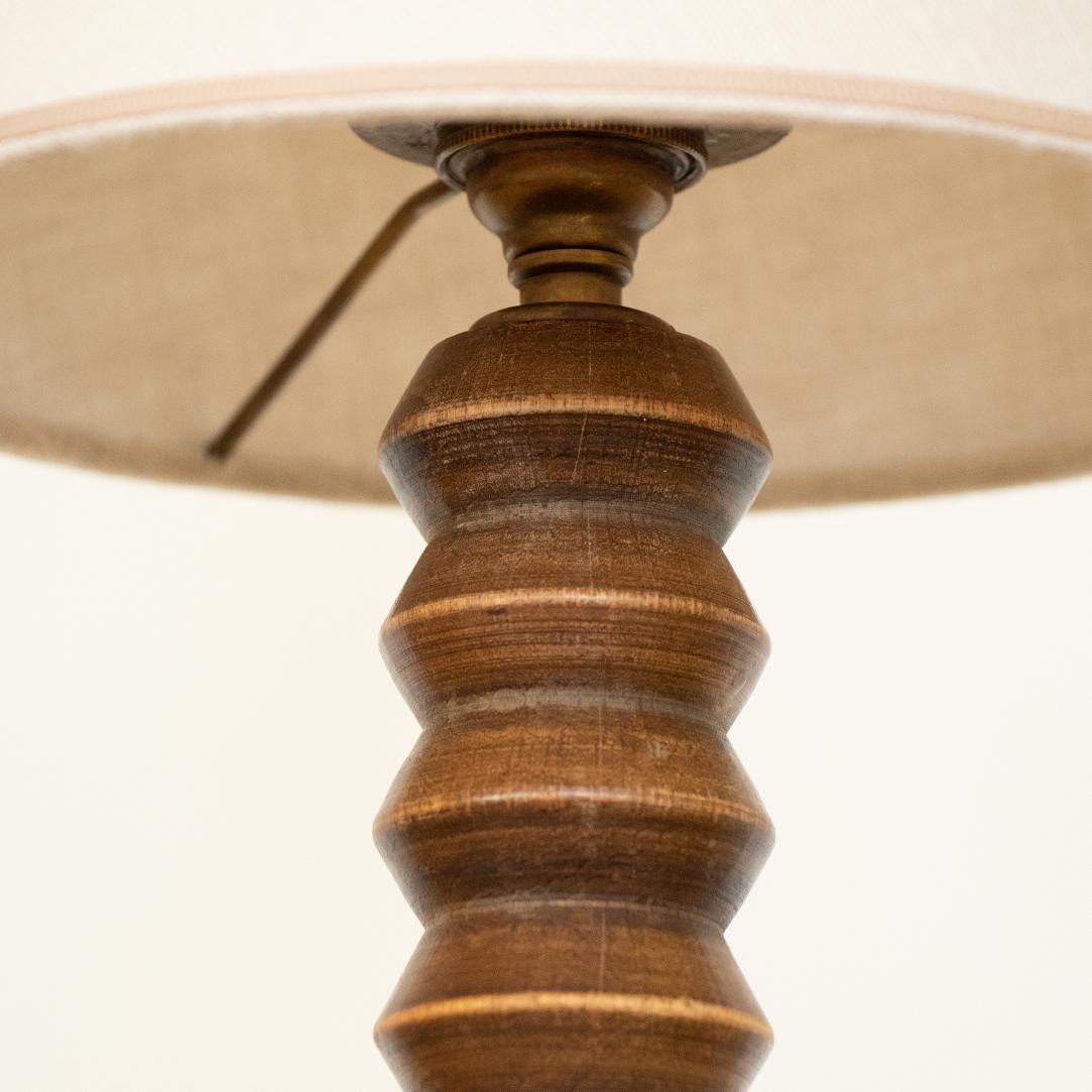 Linen French Carved Wood Table Lamp