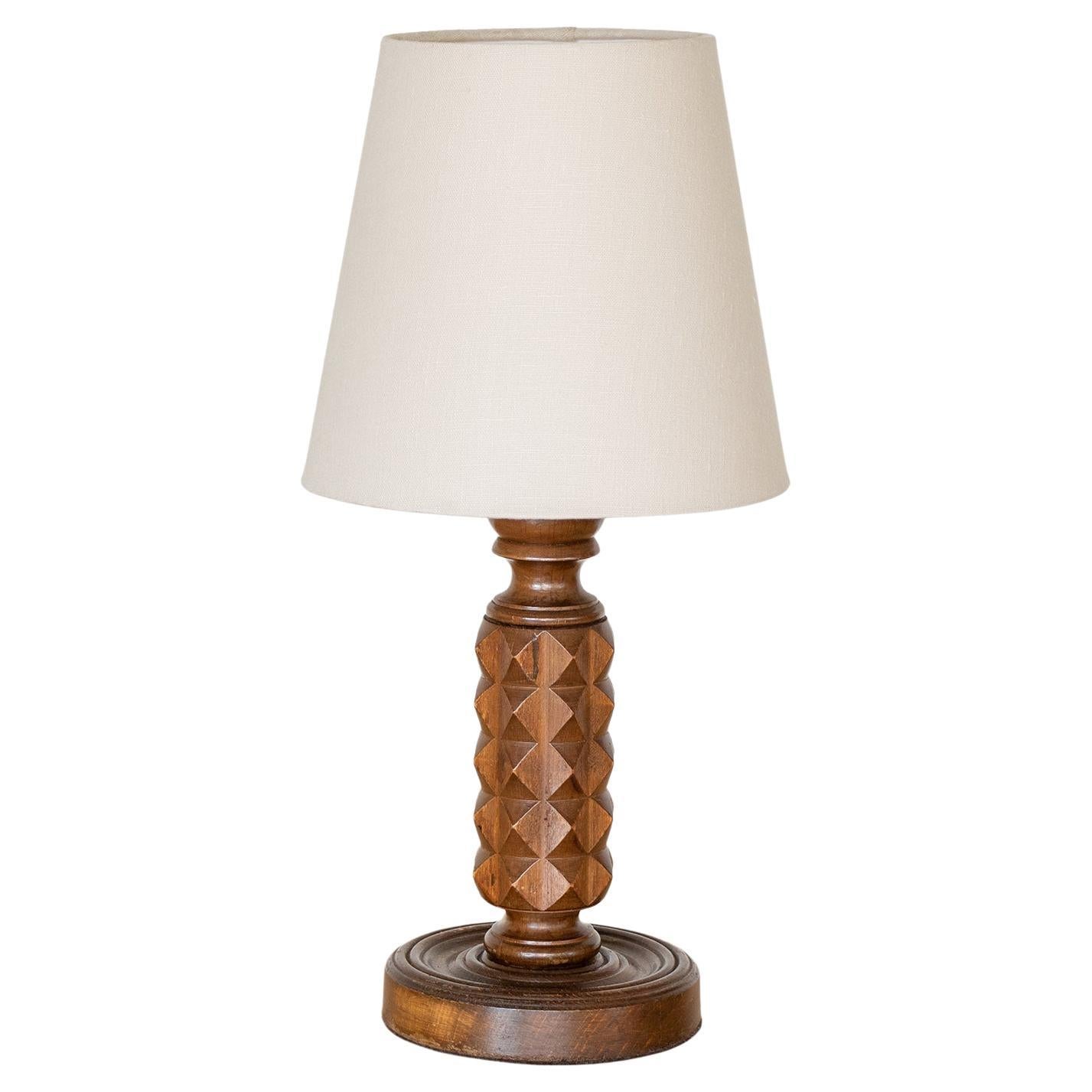 French Carved Wood Table Lamp