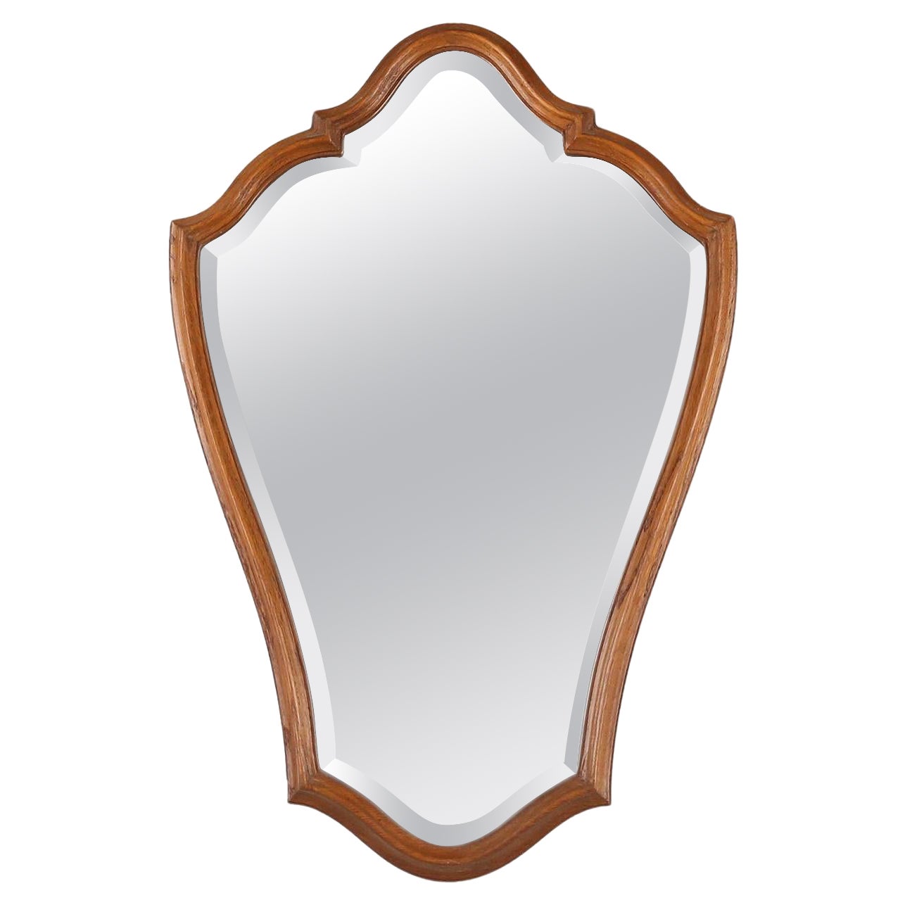 Specchio francese in legno intagliato con elegante cornice rivestita, anni '50