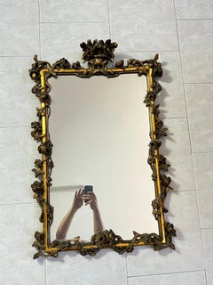 Carved Wooden Wall Mirror  1930s DHL shipping