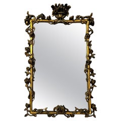 French Carved Wooden Wall Mirror with Gold Finish, 1930s