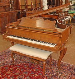 French Case Walnut Hardman Baby Grand Piano Circa 1930