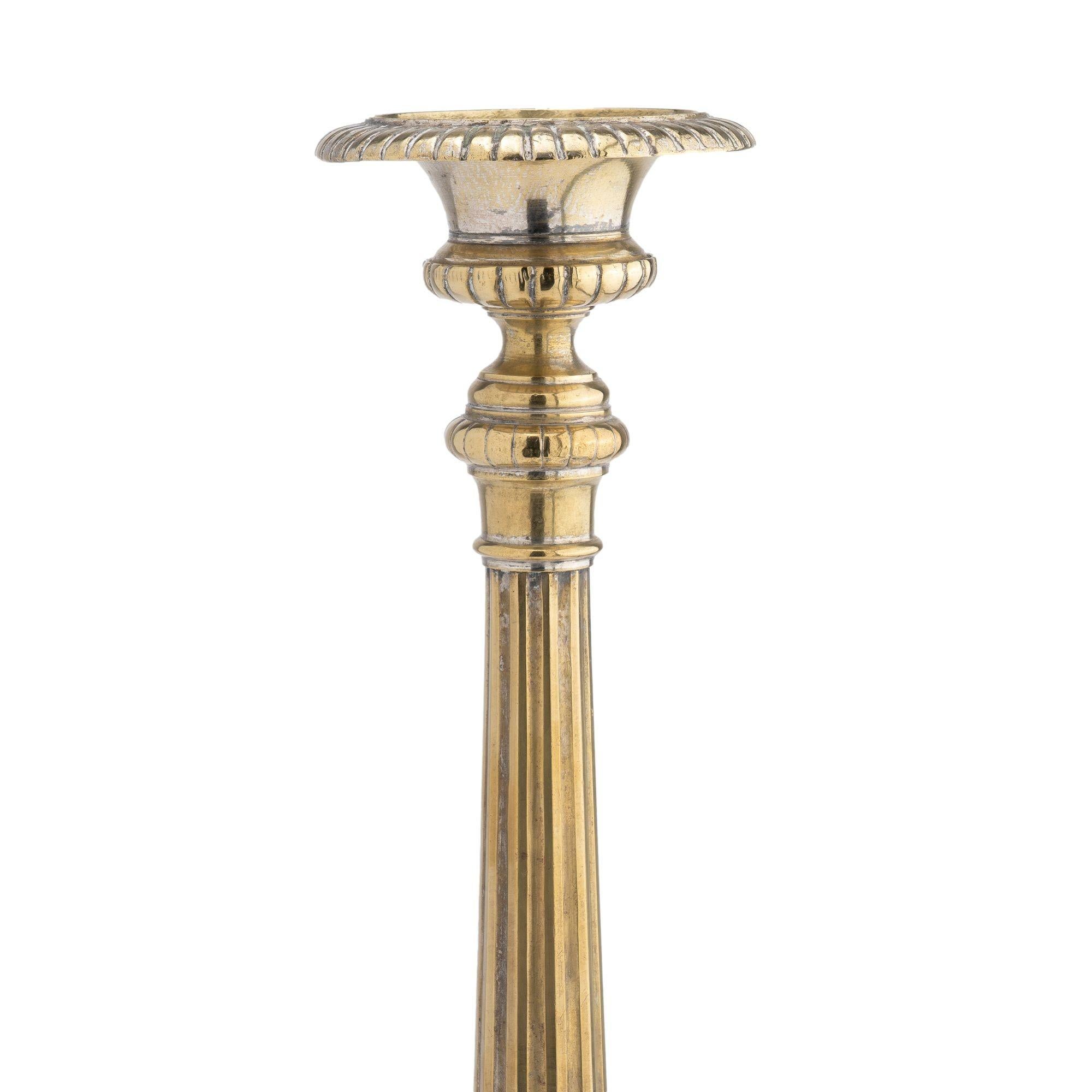 French Cast Brass Altar Stick, 1800 In Good Condition For Sale In Kenilworth, IL