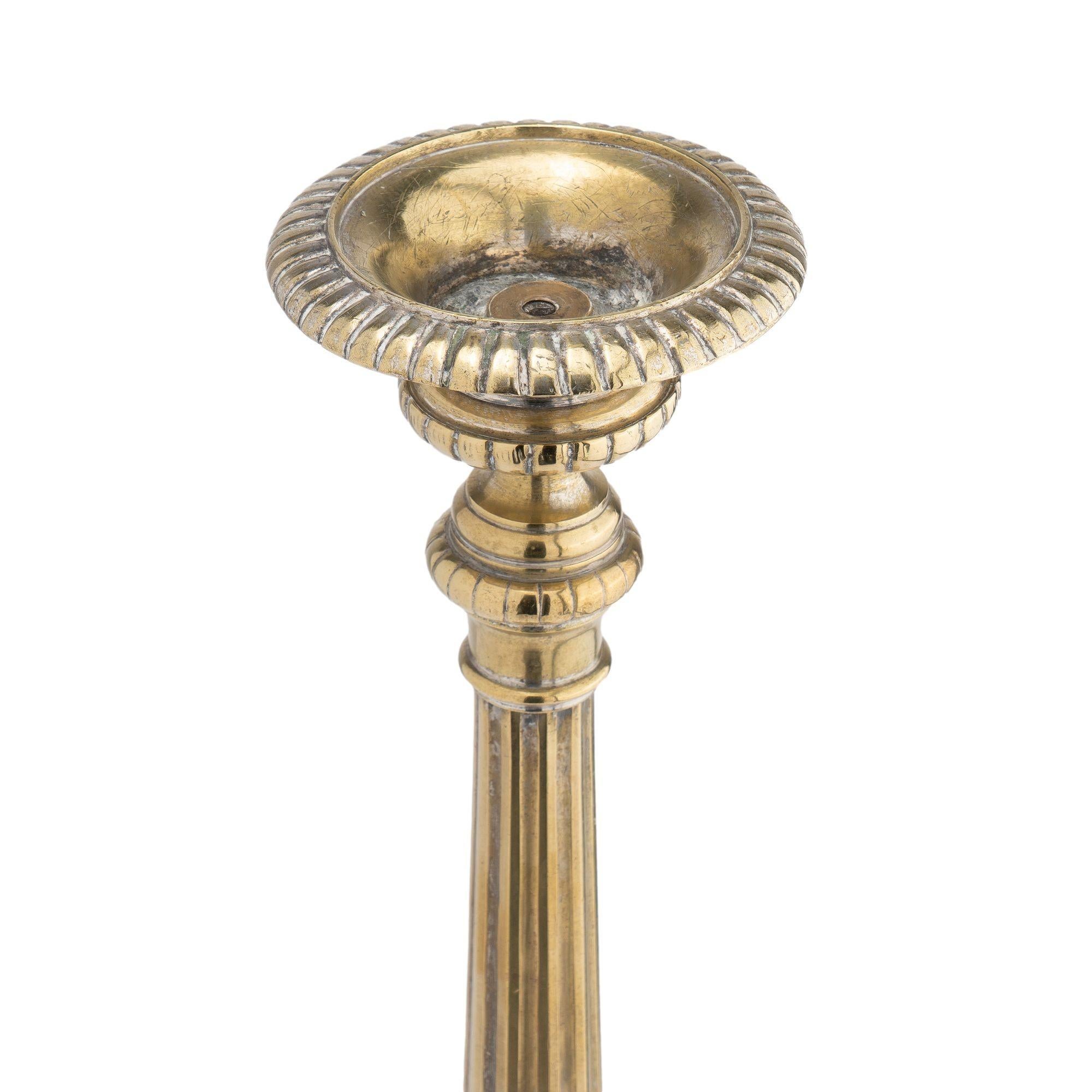 19th Century French Cast Brass Altar Stick, 1800 For Sale