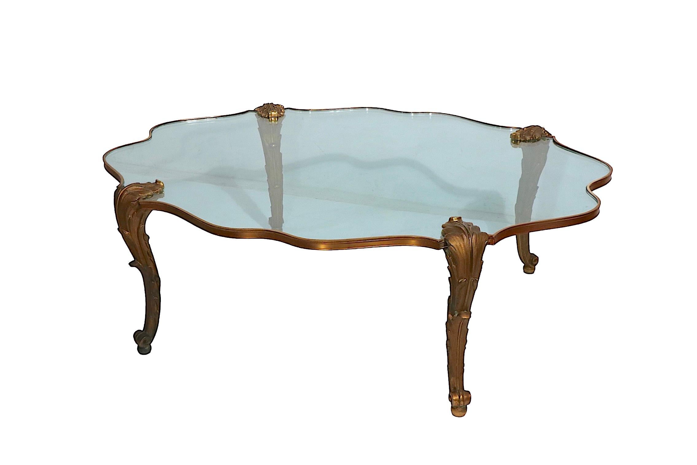  French Cast Brass and Glass Coffee Table Signed P.E. Guerin For Sale 9