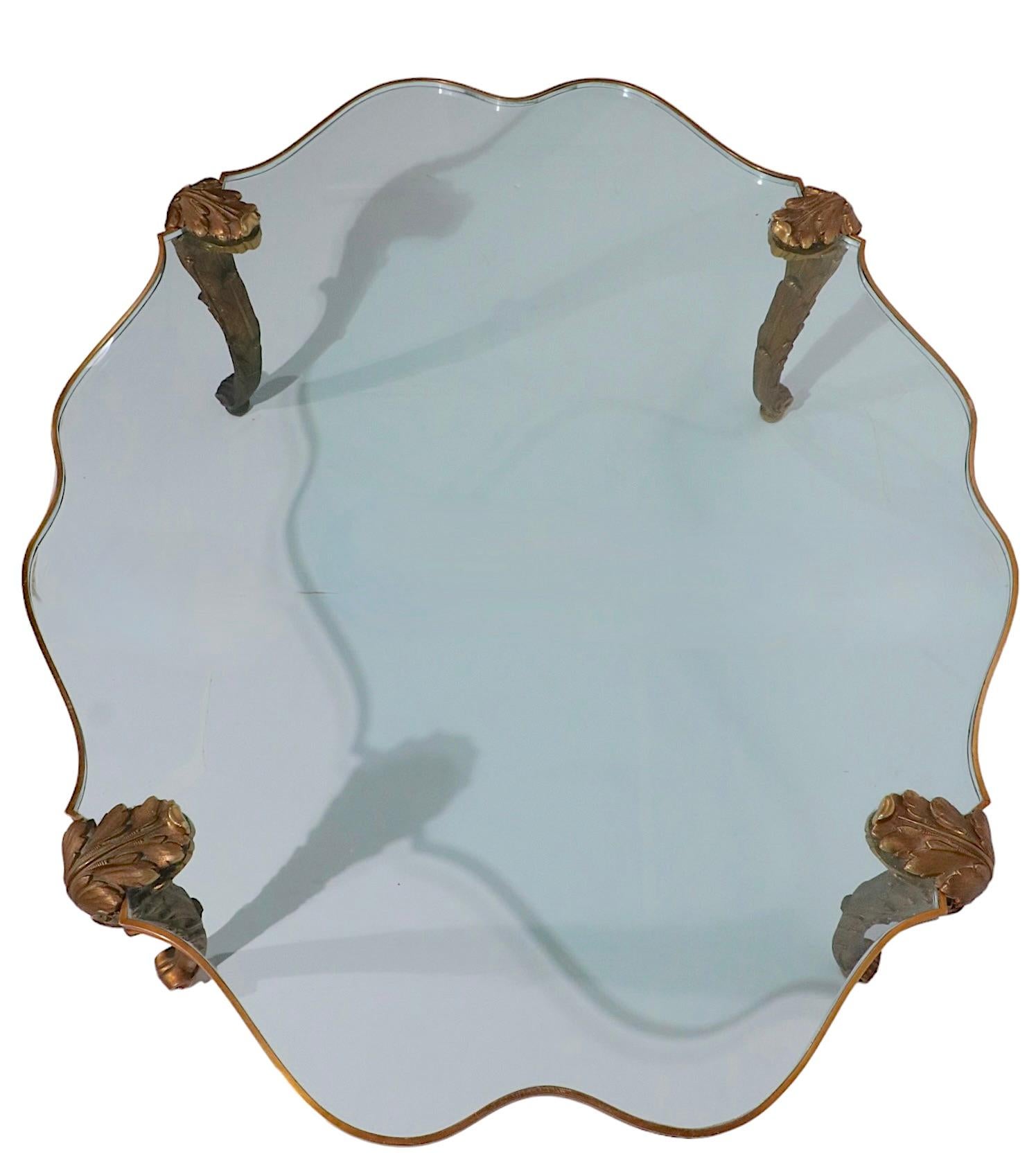 French Cast Brass and Glass Coffee Table Signed P.E. Guerin 2