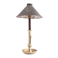 French Cast Brass Charles X Candlestick with Ejector and Tole Shade, 1820
