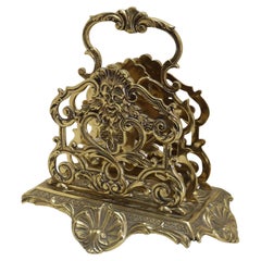 Antique French Cast Brass Letter Rack or Holder