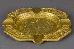 Mid-Century French Cast Bronze Ashtray with Stag Motif, 1950s
