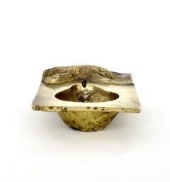 French Cast Bronze Dish Vide Poche Relief with Surrealist Organic Pear Motif