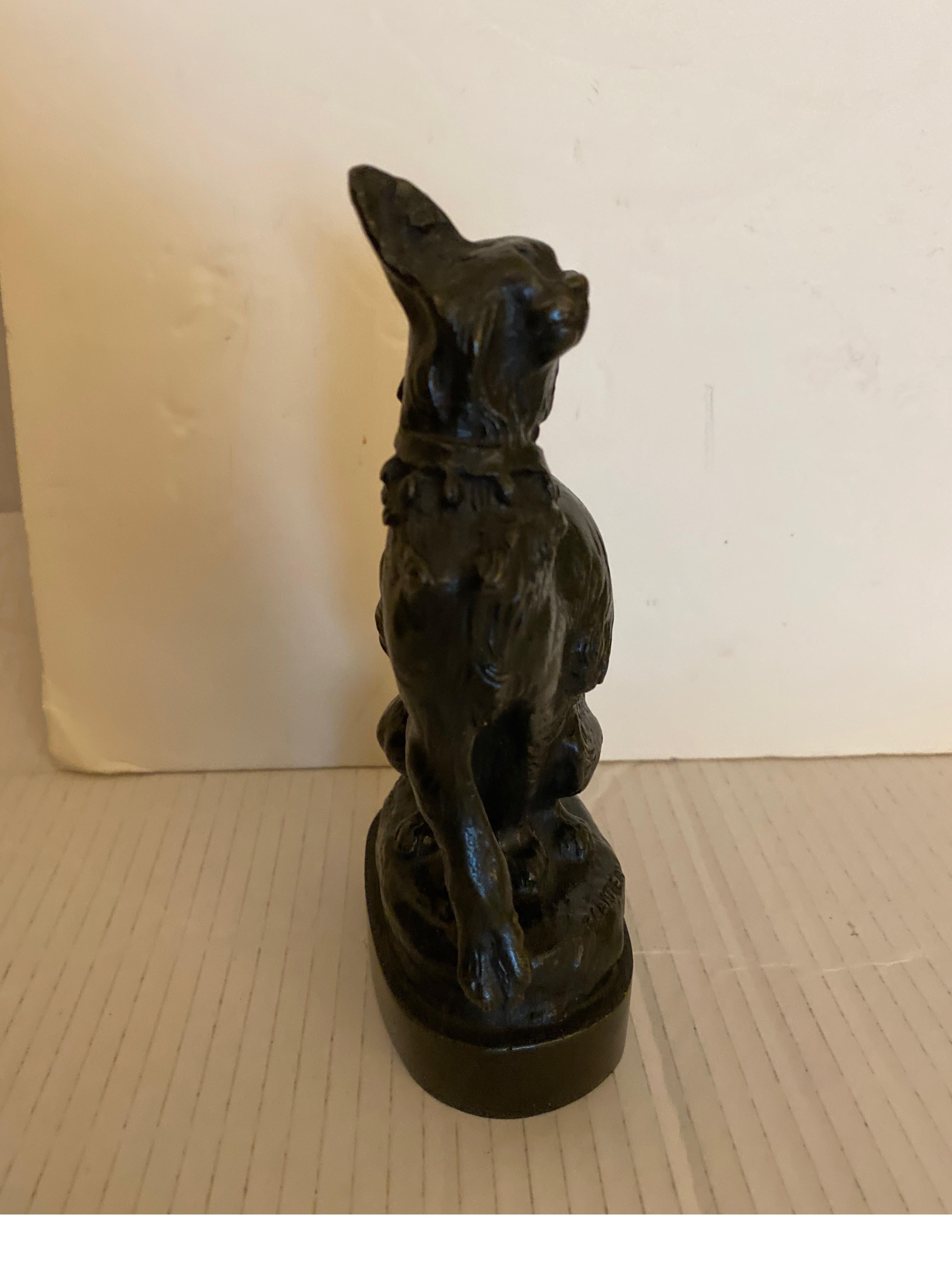 French Cast Bronze Sculpture of a Cat by F. Cartier In Good Condition In Lambertville, NJ
