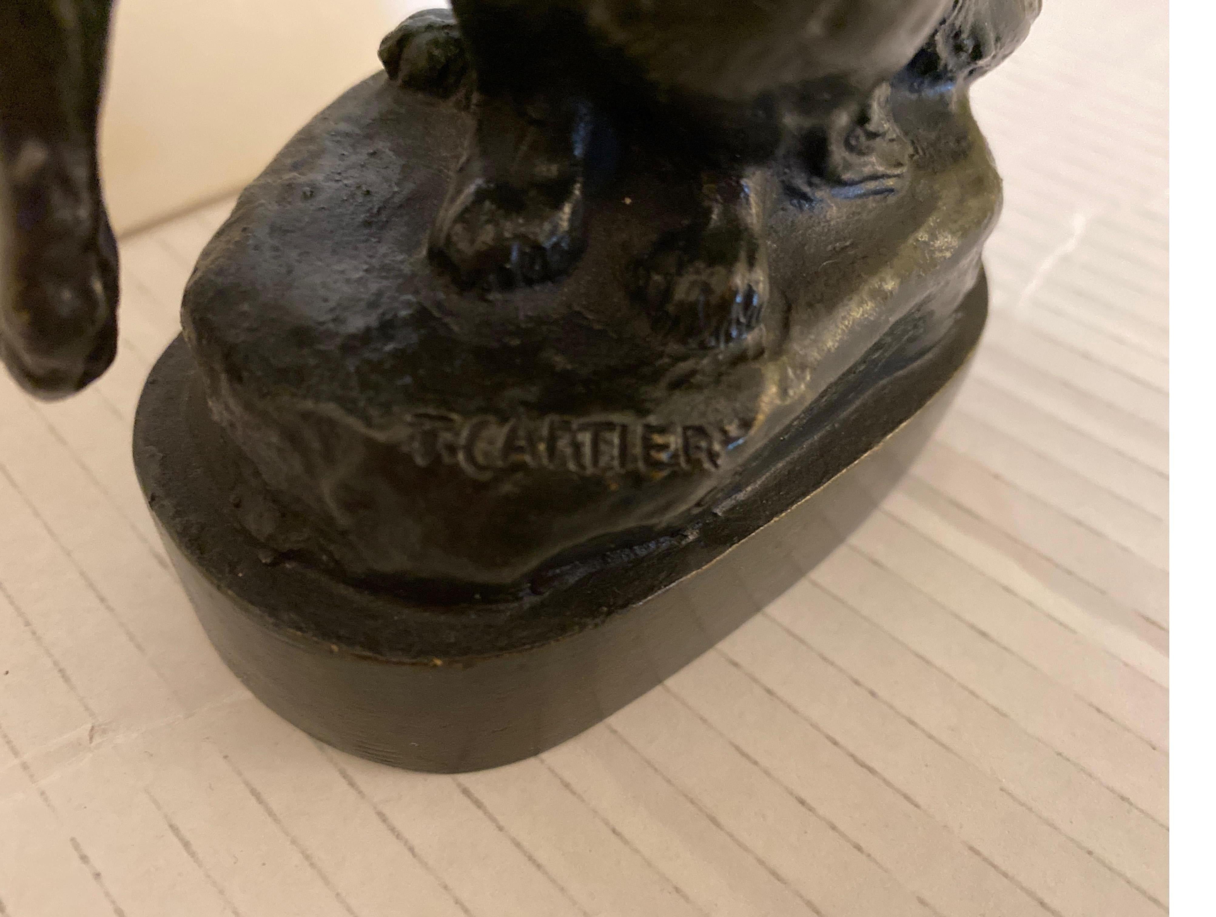 French Cast Bronze Sculpture of a Cat by F. Cartier 2