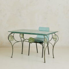 Französischer Schreibtisch aus Gussglas und patiniertem Eisen von Gilles Chabrier, 1992