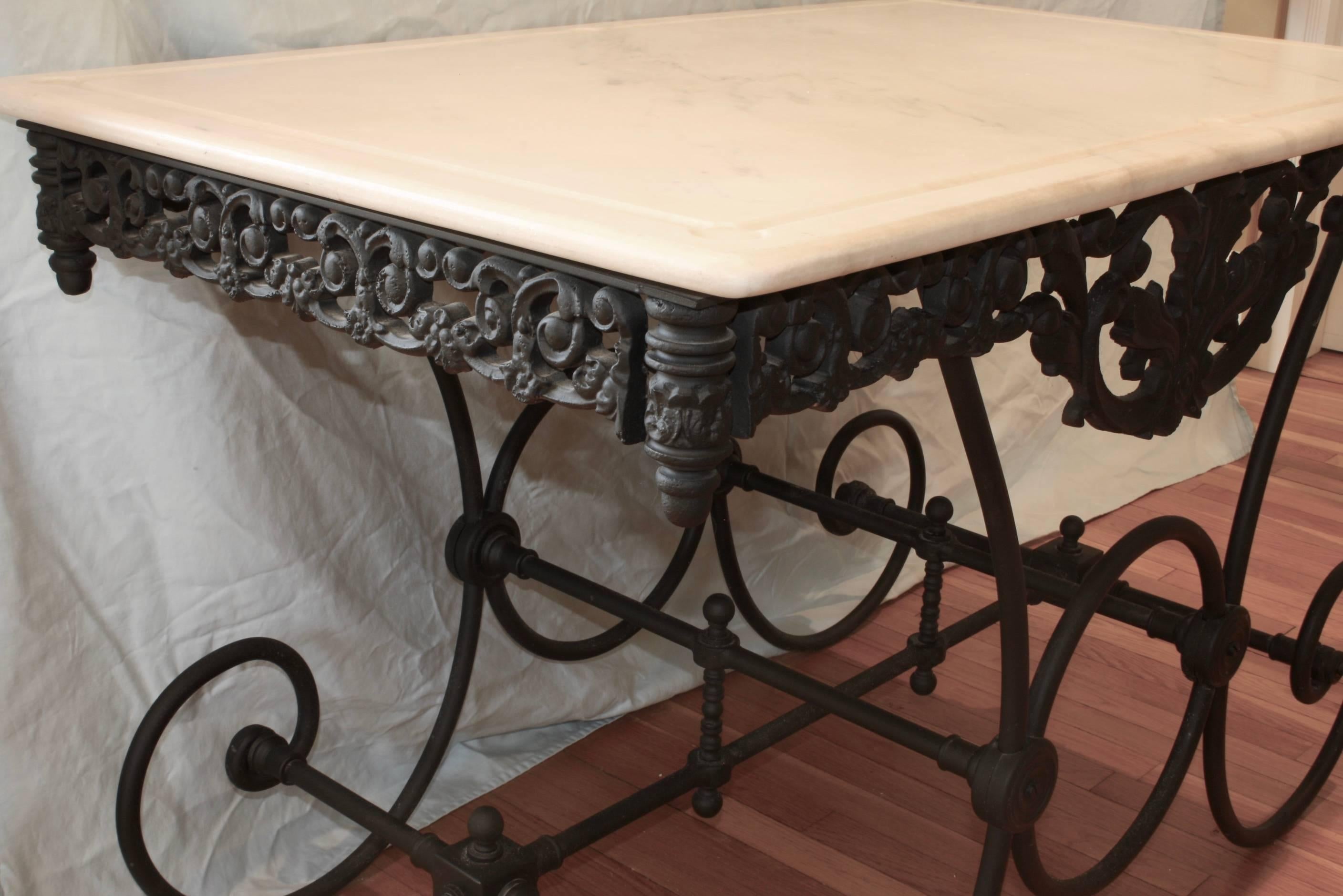 French Cast Iron and Marble Baker's Table For Sale 2