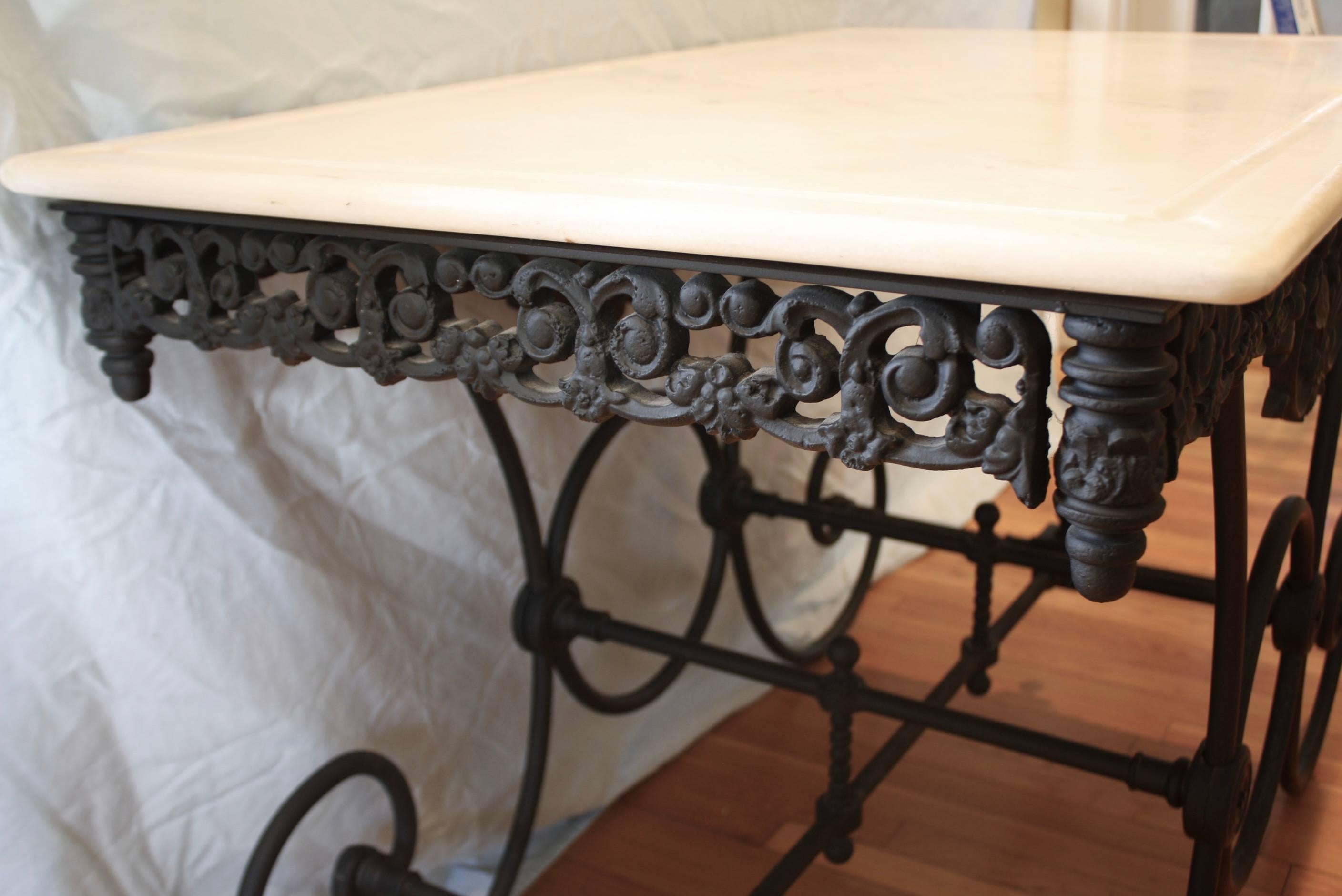 French Cast Iron and Marble Baker's Table For Sale 4