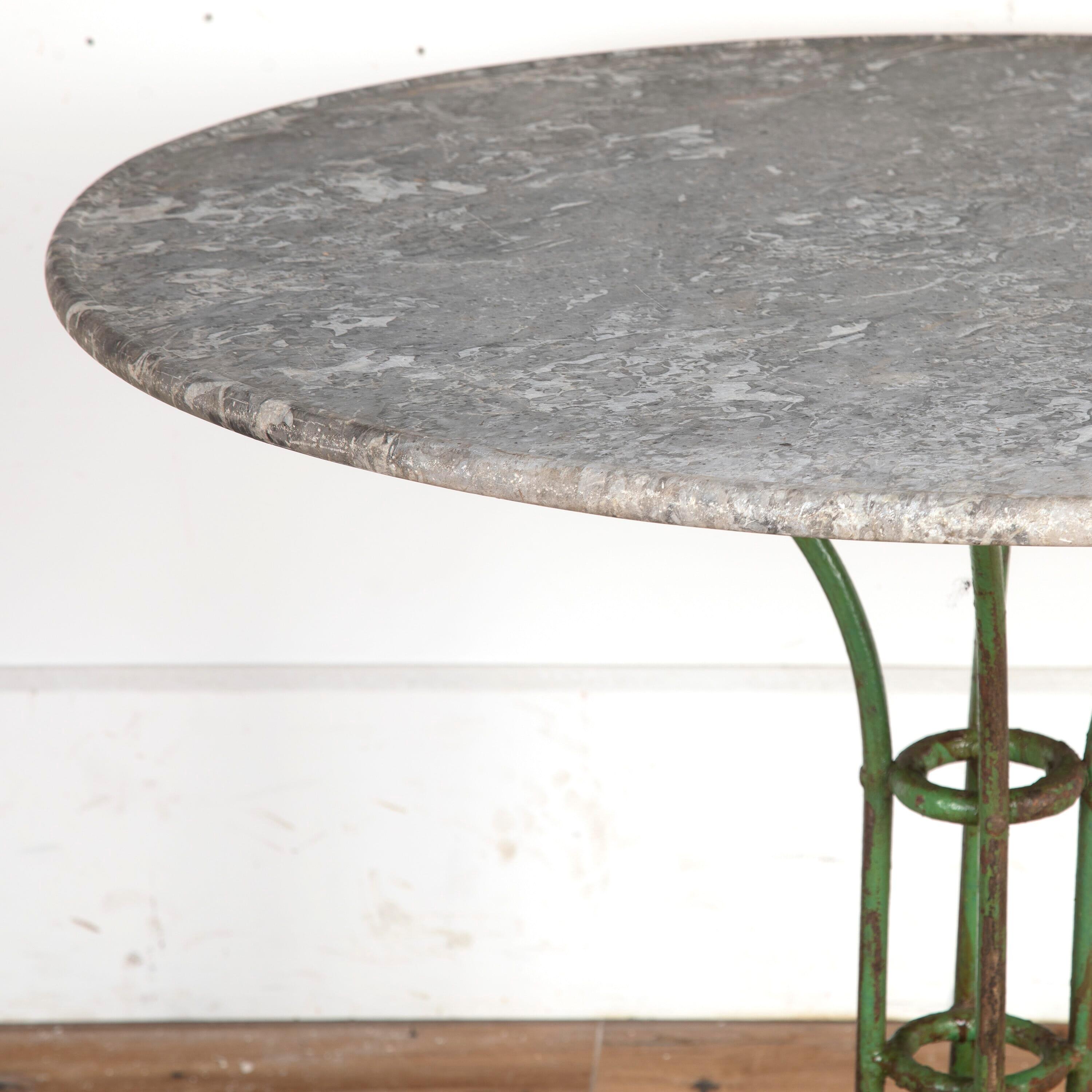 Country French Cast Iron and Marble Table