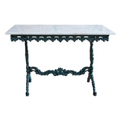 French Cast Iron and Marble Table