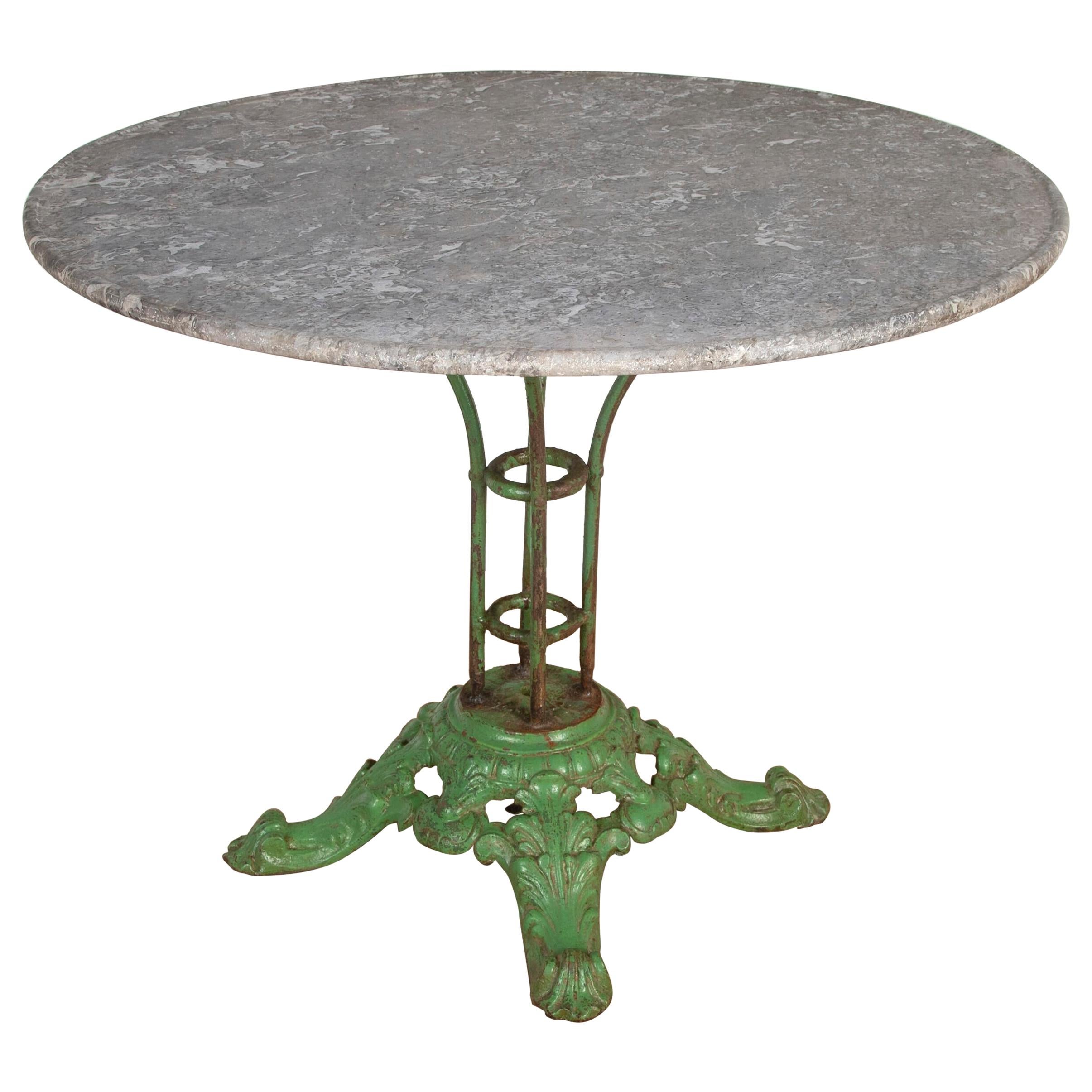 French Cast Iron and Marble Table