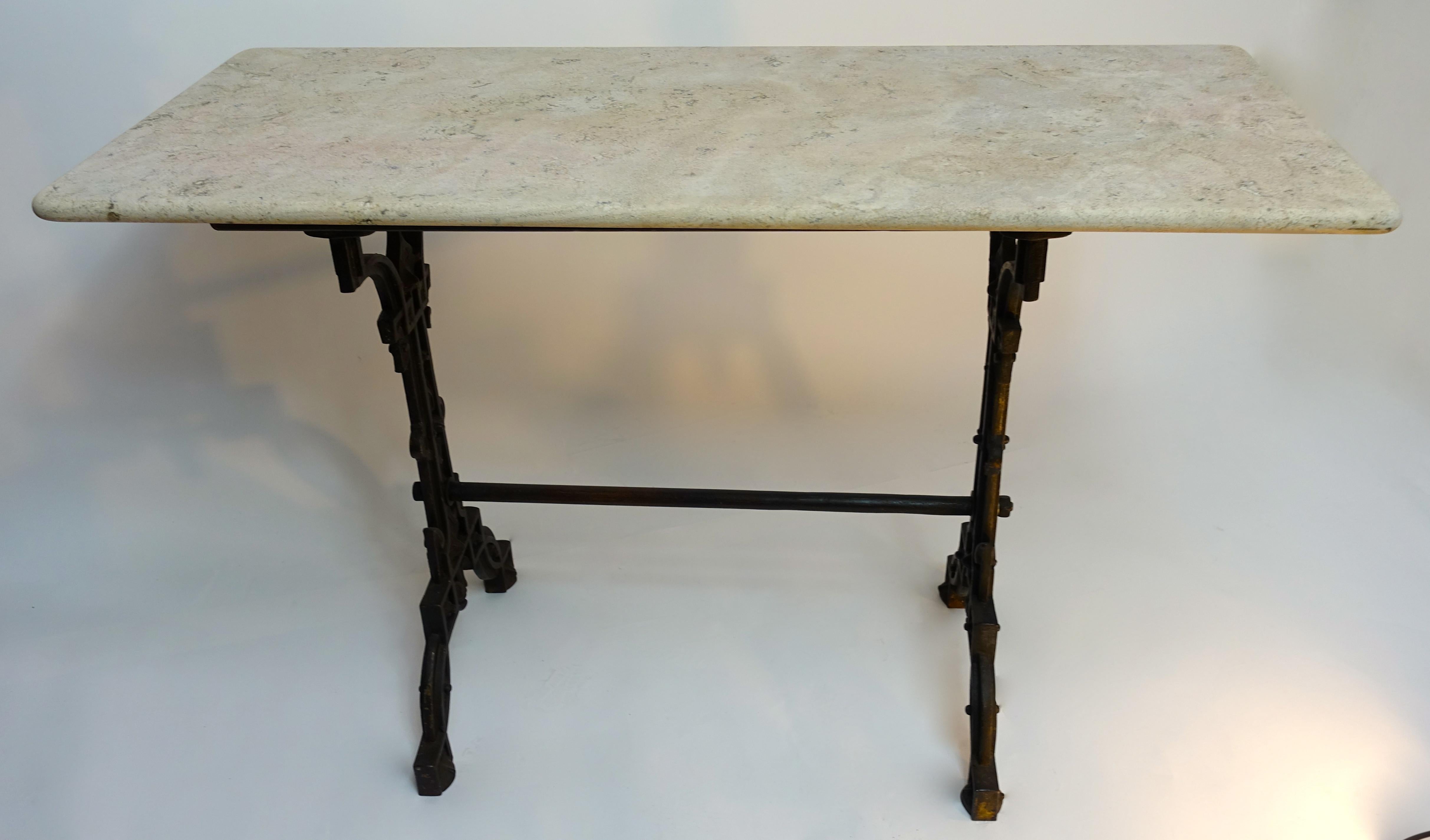 French Cast Iron Base with Travertine Bistro Table 19th Century 5