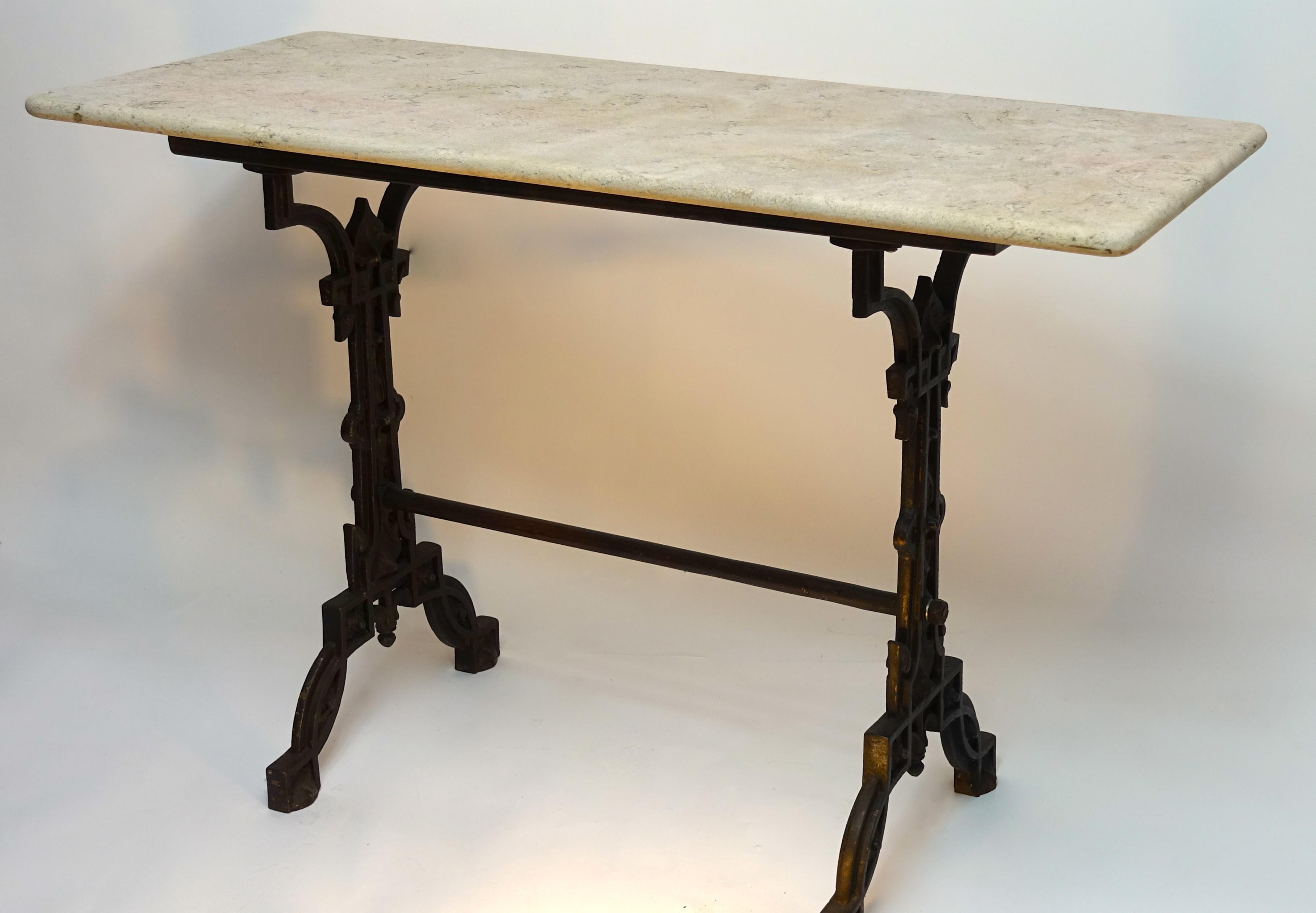 French Cast Iron Base with Travertine Bistro Table 19th Century 7