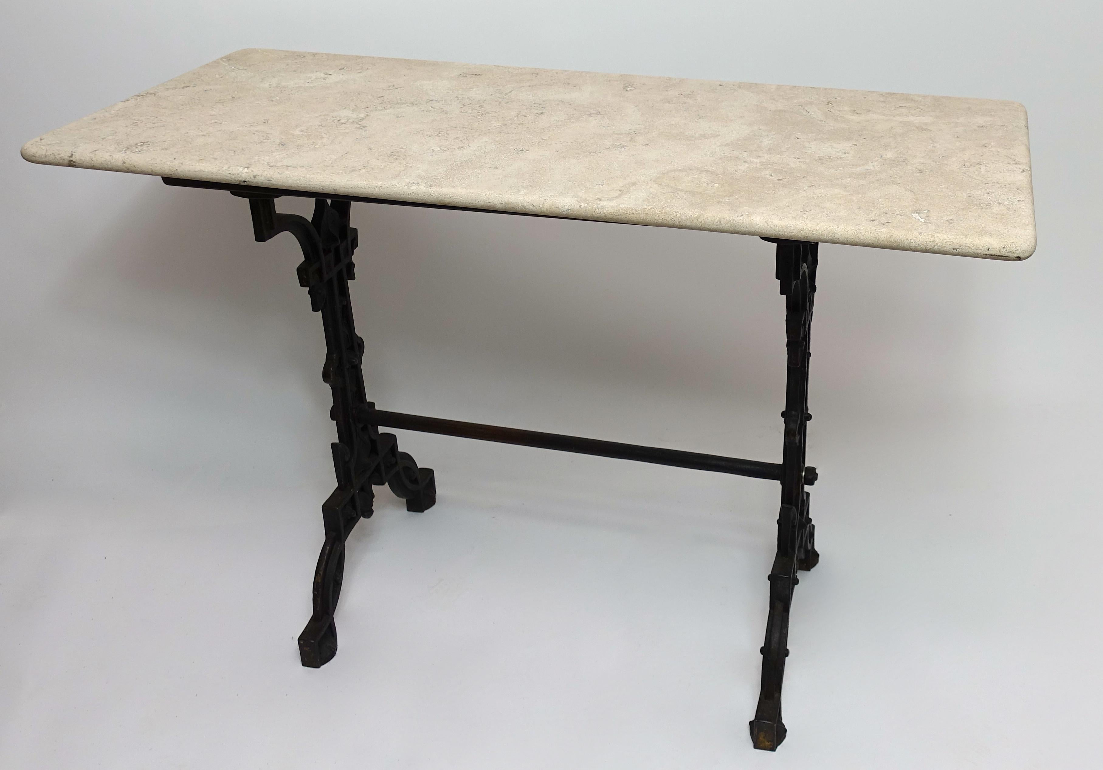 French Cast Iron Base with Travertine Bistro Table 19th Century 8