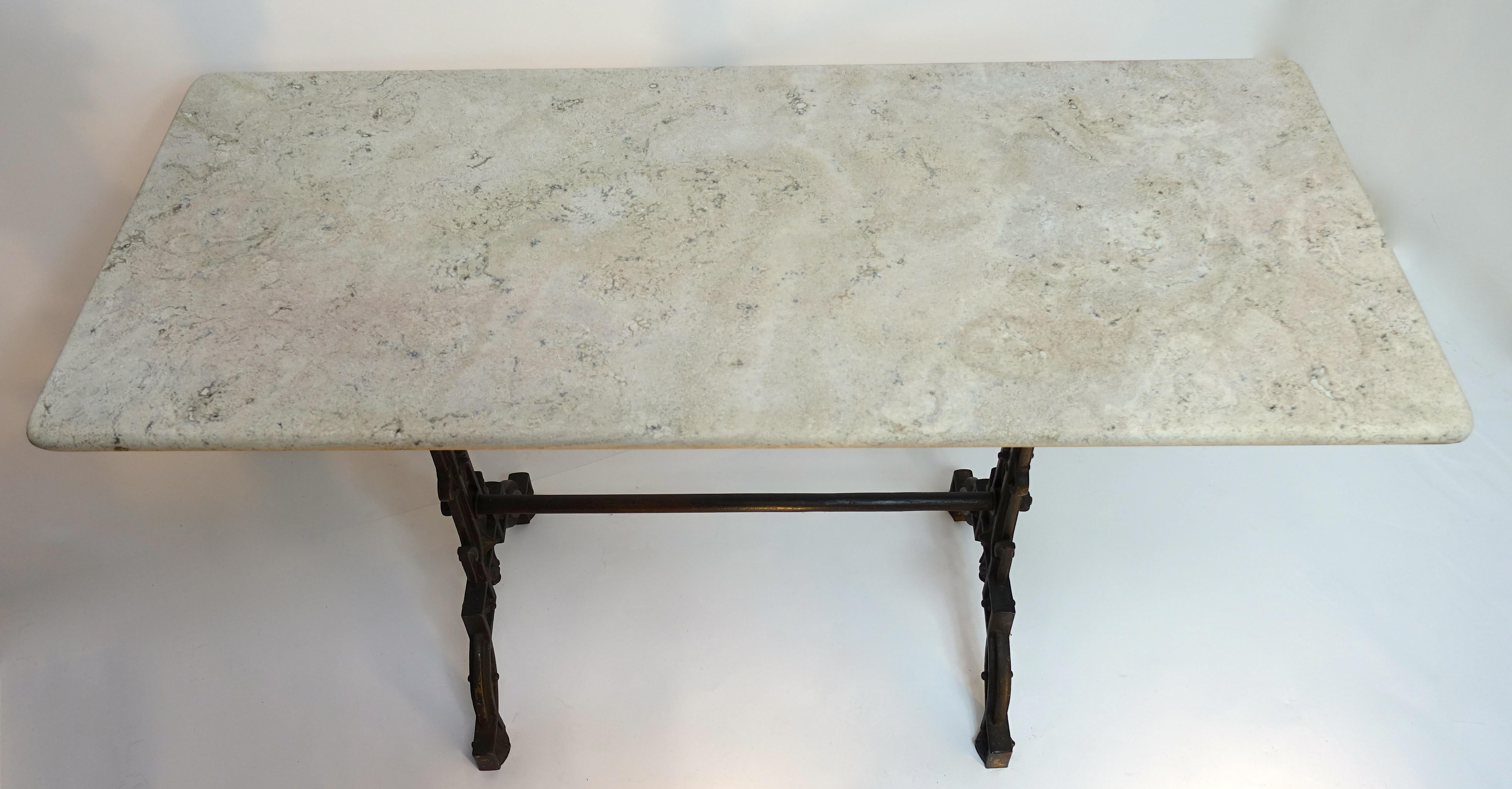 French Cast Iron Base with Travertine Bistro Table 19th Century 3