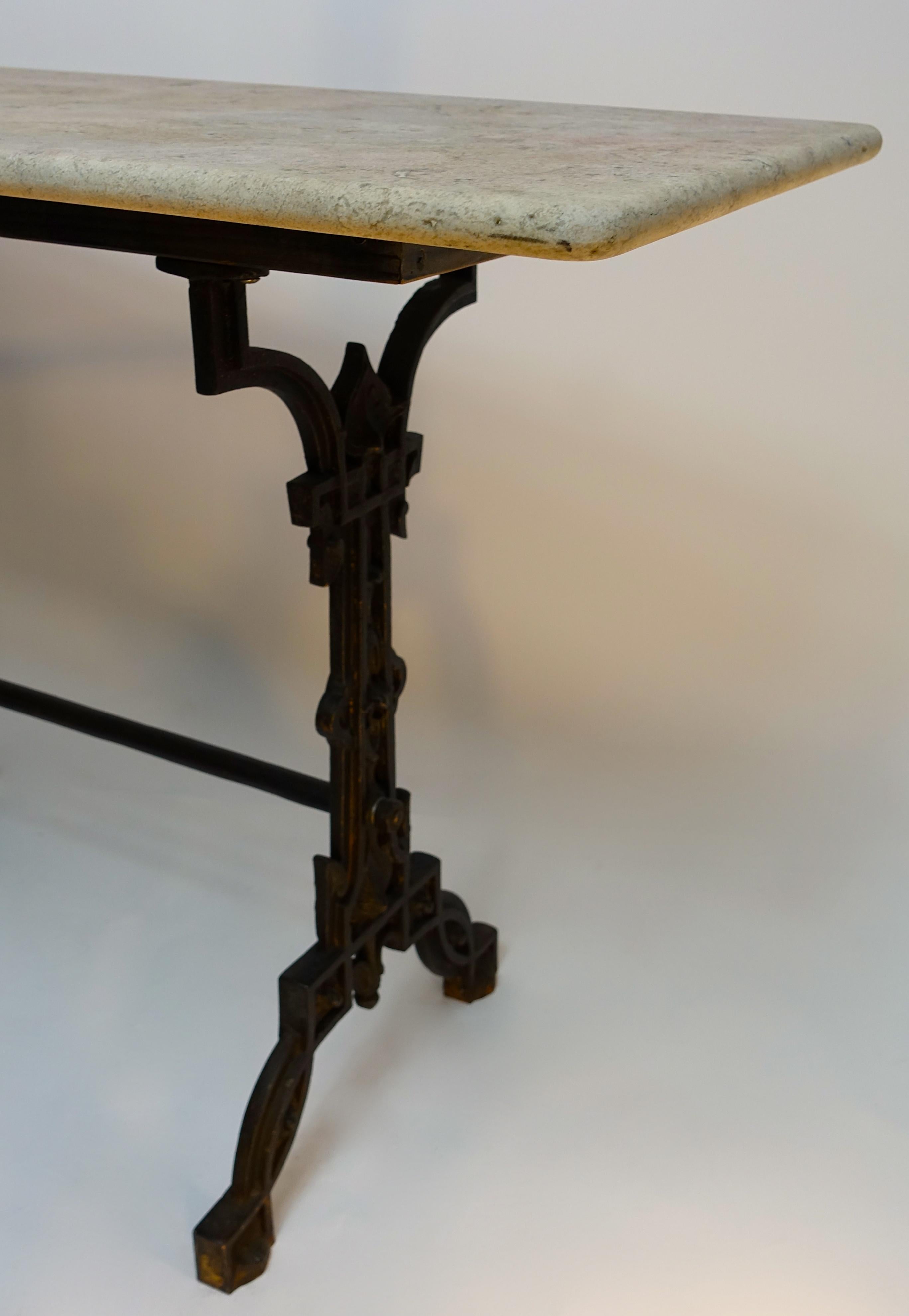 French Cast Iron Base with Travertine Bistro Table 19th Century 4